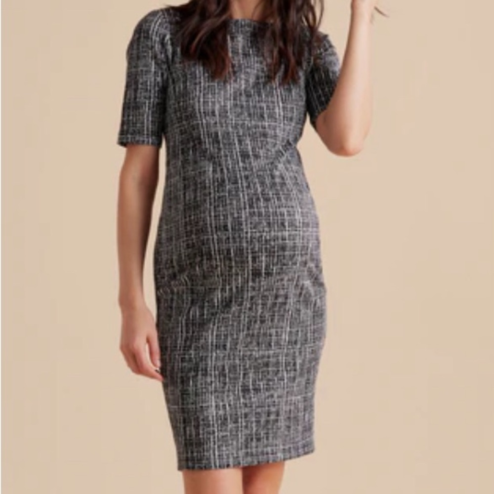 Textured maternity dress - black and white